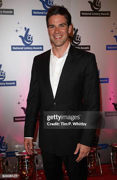 Television presenter Gethin Jones poses on arriving at The National Lottery Awards, the annual search to find the UK's favourite Lottery-funded...