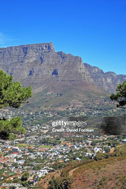 part of cape town and table mountain and upper cable-car station. - cape town cable car stock pictures, royalty-free photos & images
