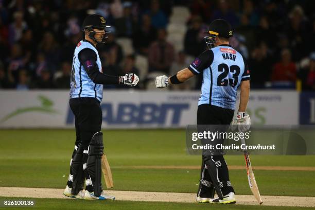 Sussex pair Chris Nash and Stiaan van Zyl during the NatWest T20 Blast match between Sussex Sharks and Surrey at The 1st Central County Ground on...