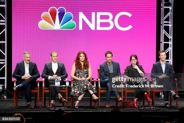 Executive producer/co-creators David Kohan and Max Mutchnick, and actors Debra Messing, Eric McCormack, Megan Mullally, and Sean Hayes of 'Will &...