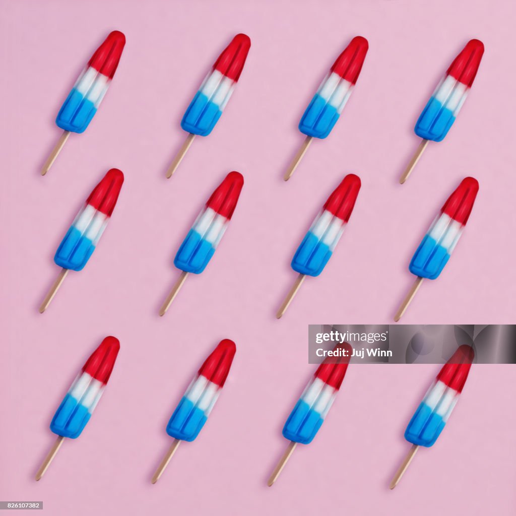 Red white and blue ice pops