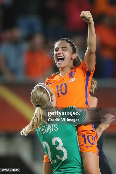 Goalkeeper Loes Geurts of Holland Women, Danielle van de Donk of Holland Women during the semi-final UEFA WEURO 2017 match between The Netherlands...