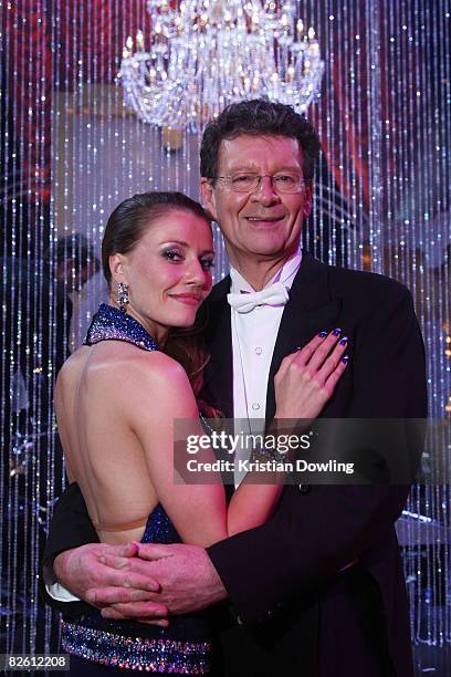 Musician, radio and tv presenter Red Symons and professional dance partner Ana Andre pose together after the first show of season eight of Channel...