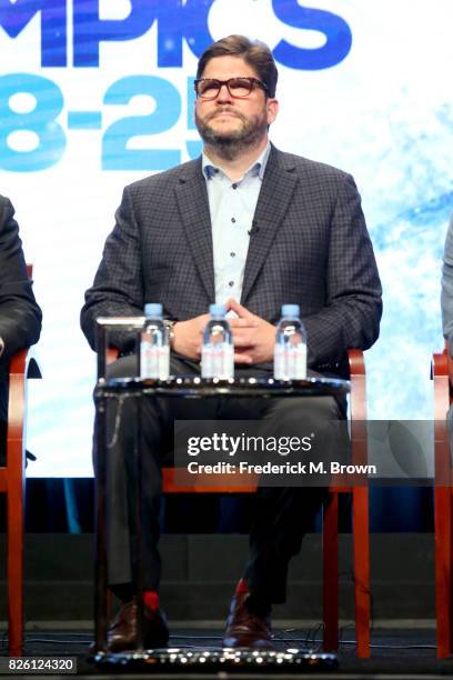 President, NBC Olympics Production and Programming, Jim Bell of ''The Winter Olympics' panel speaks onstage during the NBCUniversal portion of the...