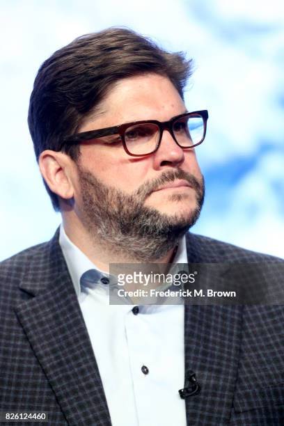 President, NBC Olympics Production and Programming, Jim Bell of ''The Winter Olympics' panel speaks onstage during the NBCUniversal portion of the...