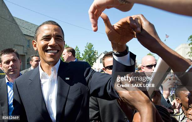 Democratic Presidential Candidate Senator Barack Obama greets well-wishers after attending church services at St. Luke's Lutheran Church in Lima,...