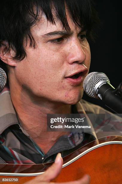 Meric Long of the Dodos performs live at the Beschaving Festival on August 30, 2008 in Utrecht, The Netherlands.