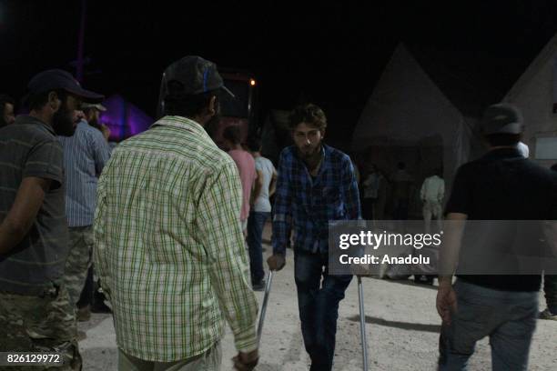 Syrian refugees return their homes after Ahrar al-Sham and Hezbollah announced a cease-fire, in Idlib, Syria on August 03, 2017. First batch of 7...