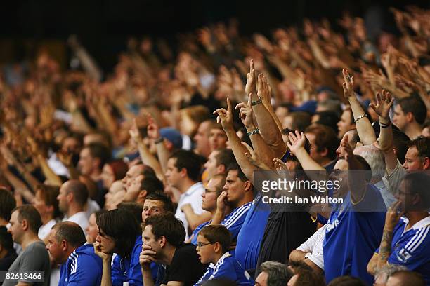 General view of fans during the Barclays Premier League match between Chelsea and Tottenham Hotspur at Stamford Bridge on August 31, 2008 in London,...