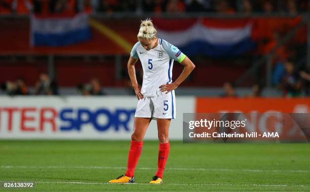 Dejected Steph Houghton of England Women during the UEFA Women's Euro 2017 semi final match between Netherlands and England at De Grolsch Veste...