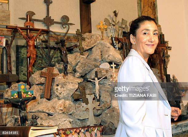 Franco Colombian politician and former hostage of Marxist FARC rebels, Ingrid Betancourt, arrives at Sant'Egidio lay Catholic charity in Rome on...