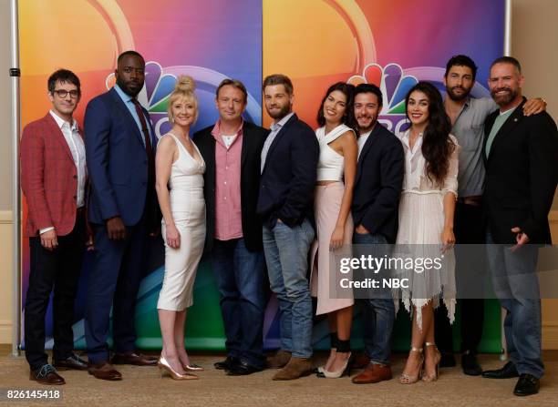 NBCUniversal Press Tour, August 2017 -- "The Brave" cast -- Pictured: Tate Ellington, Demetrius Grosse, Anne Heche, Dean Georgaris, Executive...