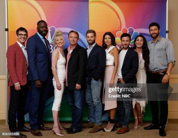 NBCUniversal Press Tour, August 2017 -- "The Brave" cast -- Pictured: Tate Ellington, Demetrius Grosse, Anne Heche, Dean Georgaris, Executive...