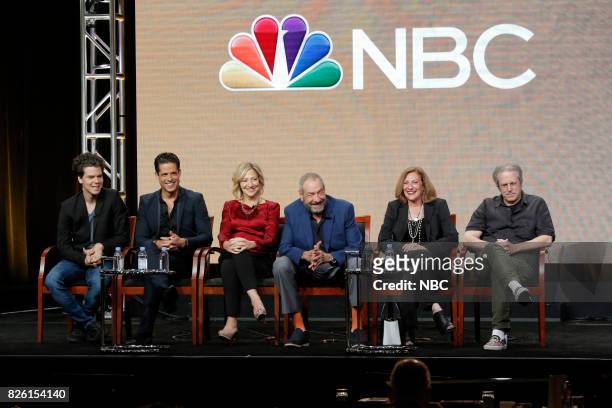 NBCUniversal Press Tour, August 2017 -- NBC's "Law & Order True Crime: The Melendez Murders" -- Pictured: Gus Halper, Miles Gaston Villanueva, Edie...