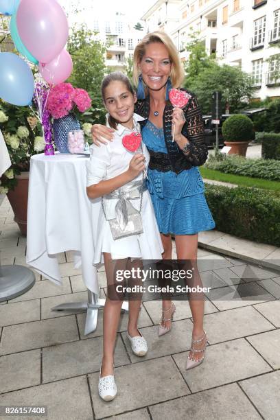 Alexandra Swarovski and her daughter Letizia Swarovski during the presentation of Victoria Swarovski's dirndl collection 'Candy Collection' by...
