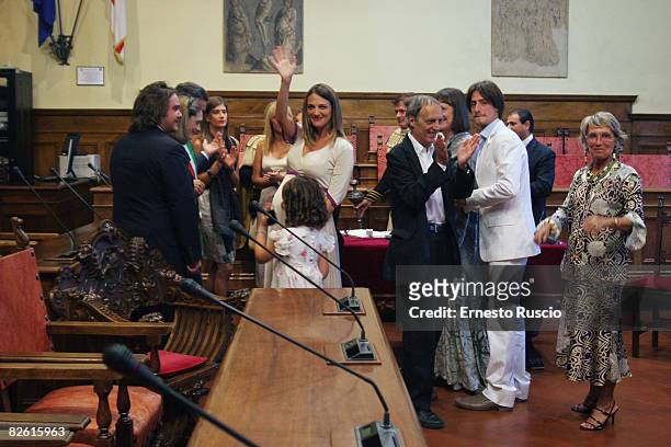 Invitees attend the wedding of Asia Argento and Michele Civetta/ gets married on August 27, 2008 in Arezzo, Italy.
