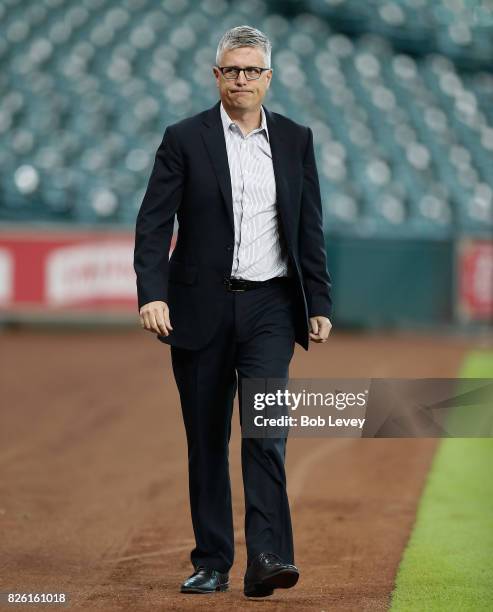 General manager Jeff Luhnow of the Houston Astros at Minute Maid Park on August 3, 2017 in Houston, Texas.