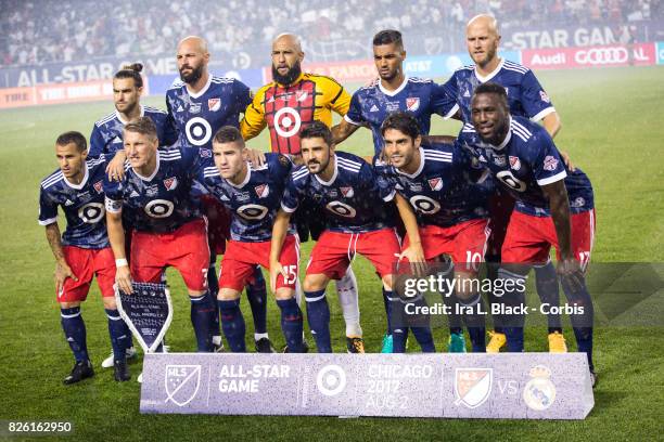 The starting line up of the MLS All-Star team including Tim Howard of the United States, Greg Garzaj of United States, Johan Kappelhof of United...