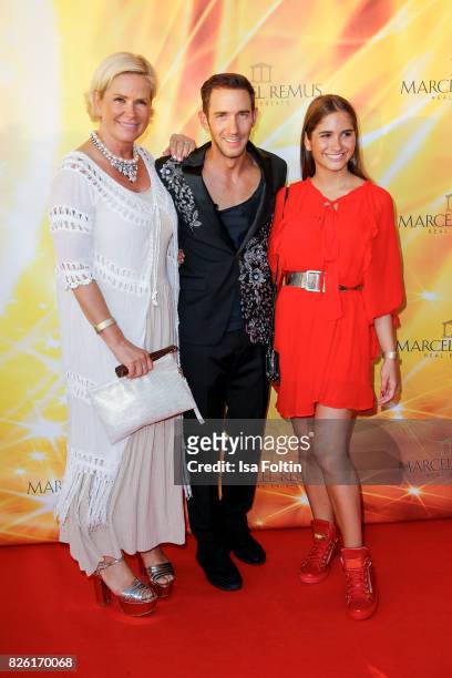 Claudia Effenberg with Marcel Remus and her daughter Lucia Strunz during the Remus Lifestyle Night on August 3, 2017 in Palma de Mallorca, Spain.