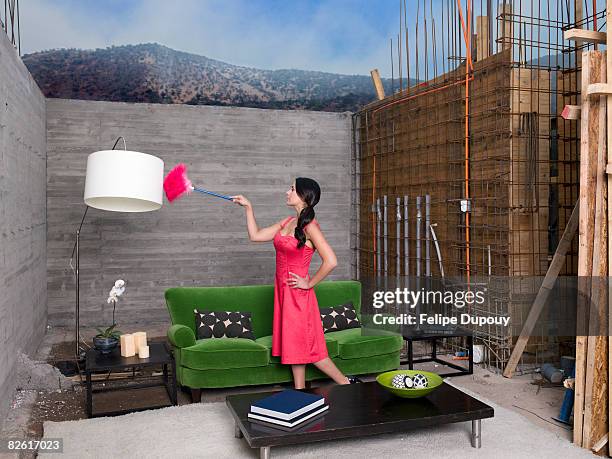 living room set up in house under construction - unexpected stock pictures, royalty-free photos & images