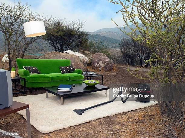 living room in natural environment - quirky house exterior stock pictures, royalty-free photos & images