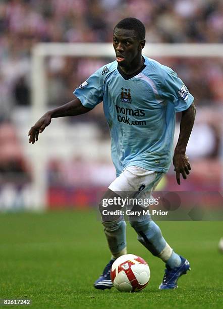 Shaun Wright-Phillips of Manchester City in action during the Barclays Premier League match between Sunderland and Manchester City at the Stadium of...