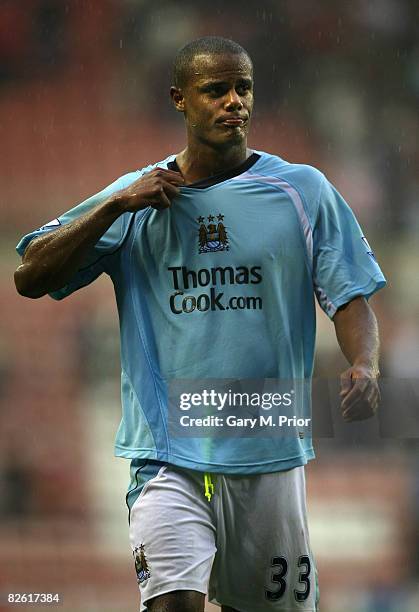 Vincent Kompany of Manchester City during the Barclays Premier League match between Sunderland and Manchester City at the Stadium of Light on August...