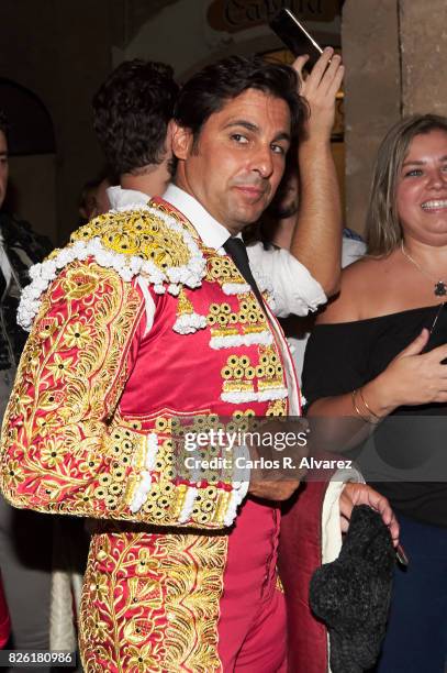 Spanish bullfighter Francisco Rivera arrives at the Palma de Mallorca Bullring on August 3, 2017 in Palma de Mallorca, Spain.