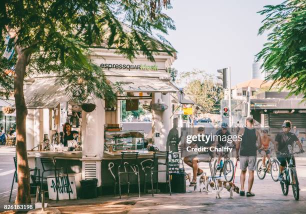 morning cafe in tel aviv - tel aviv stock pictures, royalty-free photos & images