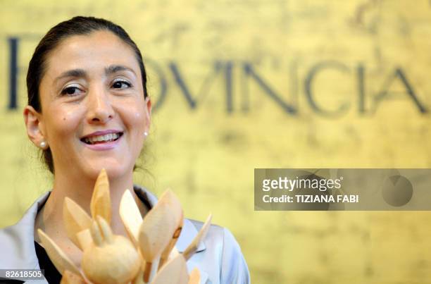 Franco Colombian politician and former hostage of Marxist FARC rebels, Ingrid Betancourt holds a press conference at Palazzo Valentini in Rome after...