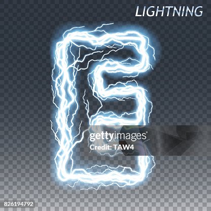 Thunder Lettering Lightning And Thunder Bolt Or Electric Font Glow And Sparkle Effect ...