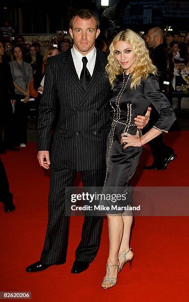 Guy Ritchie and Madonna arrive at the World Premiere of "RocknRolla" at the Odeon West End on September 1, 2008 in London, United Kingdom.