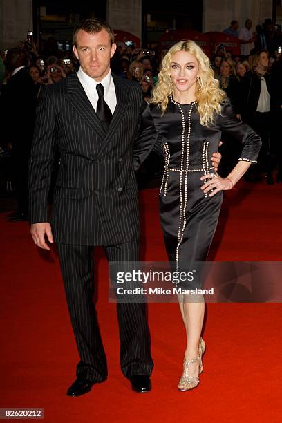 Guy Ritchie and Madonna arrive at the World Premiere of "RocknRolla" at the Odeon West End on September 1, 2008 in London, United Kingdom.