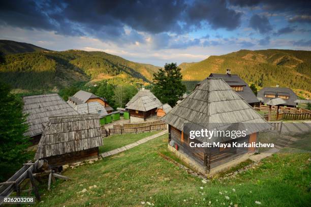 traditional wooden village in serbia - serbia tradition stock pictures, royalty-free photos & images