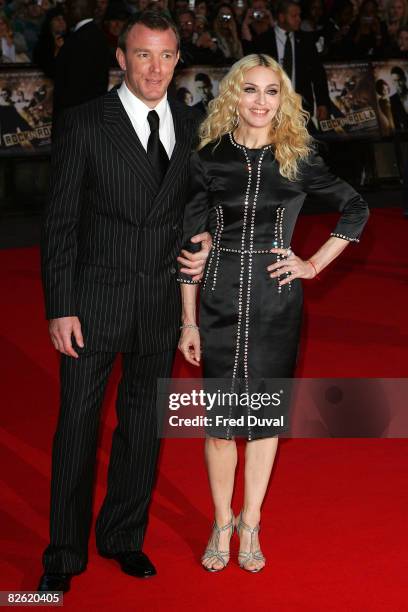 Guy Richie and Madonna attend the World Premiere of RocknRolla at the Odeon West End on September 1, 2008 in London, England.