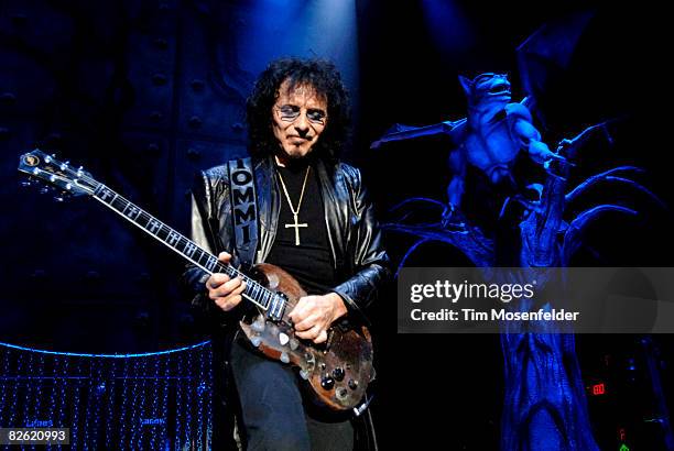 Tony Iommi of Heaven and Hell performs as part of the Metal Masters Tour 2008 at Shoreline Amphitheatre on August 31, 2008 in Mountain View...