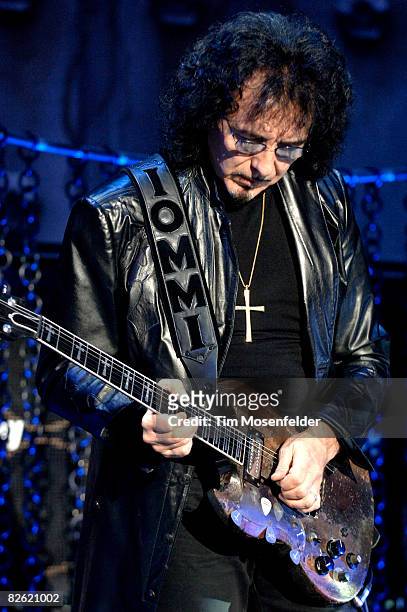 Tony Iommi of Heaven and Hell performs as part of the Metal Masters Tour 2008 at Shoreline Amphitheatre on August 31, 2008 in Mountain View...