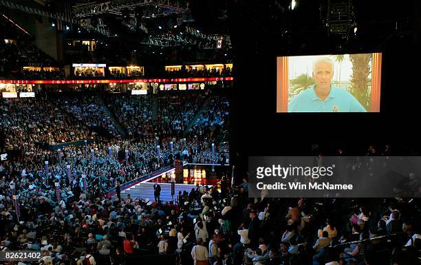 Florida Gov. Charlie Crist gives a video address on day one of the Republican National Convention at the Xcel Energy Center September 1, 2008 in St....