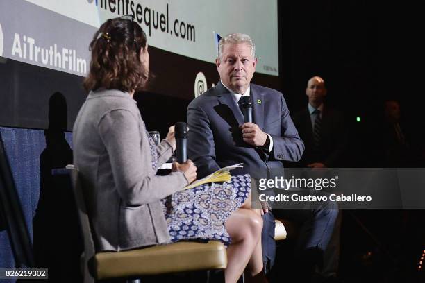 Jenny Staletovich and Former Vice President Al Gore attend a special Miami screening of "An Inconvenient Sequel: Truth to Power" at Regal South Beach...