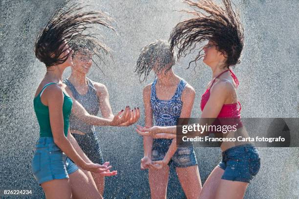 hot summer - girl wet casual clothing stock pictures, royalty-free photos & images