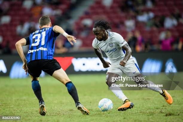 Chelsea Midfielder Victor Moses competes for the ball with FC Internazionale Defender Federico Valietti during the International Champions Cup 2017...