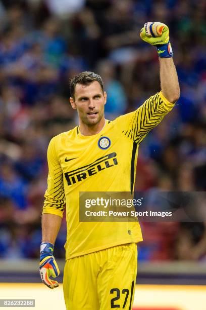 Internazionale Goalkeeper Daniele Padelli celebrates during the International Champions Cup 2017 match between FC Internazionale and Chelsea FC on...