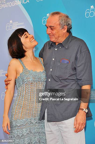 Actress Alessandra Negrini and director Julio Bressane attend the 'A Erva Do Rato' photocall at the Piazzale del Casino during the 65th Venice Film...