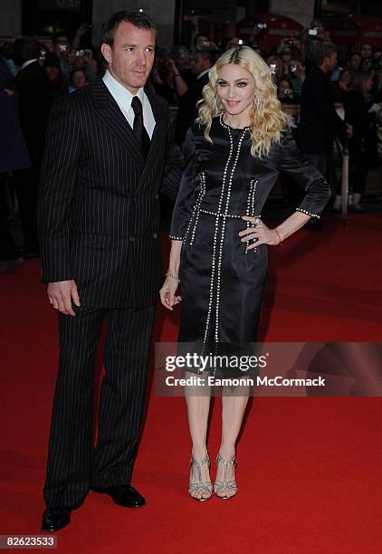 Guy Richie and Madonna attend the world premiere of "RocknRolla" at Odeon West End on September 1, 2008 in London, England.