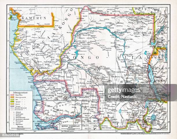 congo map ,central africa from 1895 - democratic republic of the congo map stock illustrations