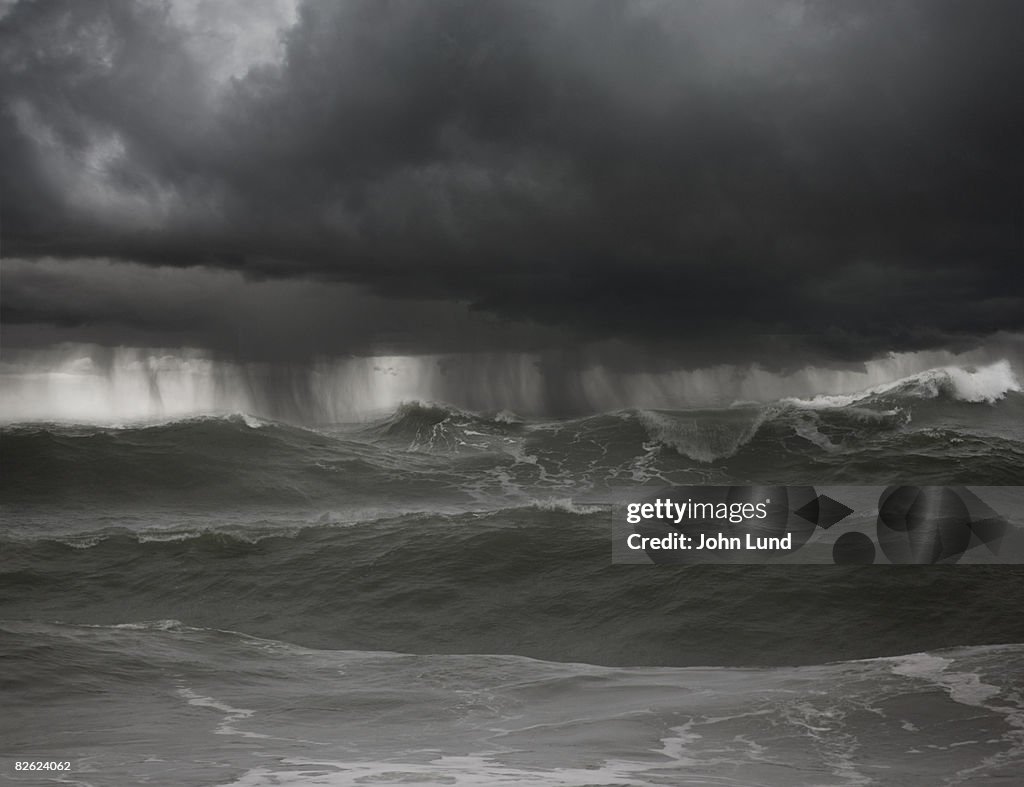 Severe thunderstorm over rough seas