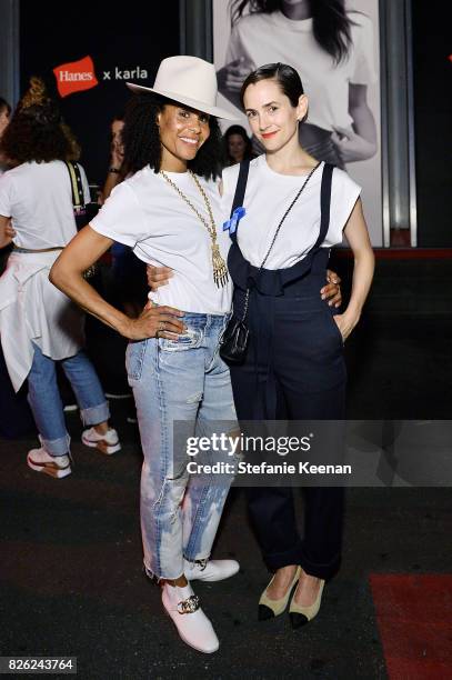 Angela Davis and Karla Welch at x karla Launch Party at Maxfield on August 3, 2017 in Los Angeles, California.