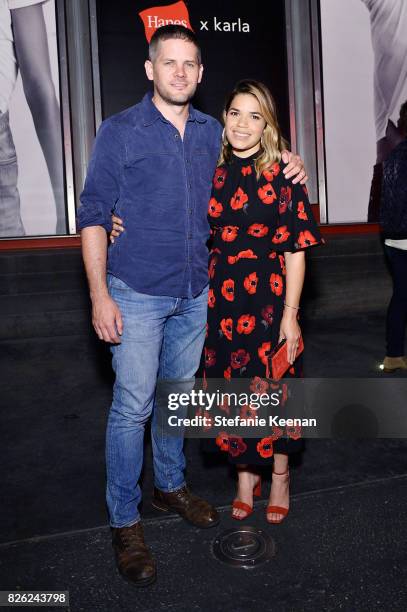 America Ferrera and Ryan Piers Williams at x karla Launch Party at Maxfield on August 3, 2017 in Los Angeles, California.