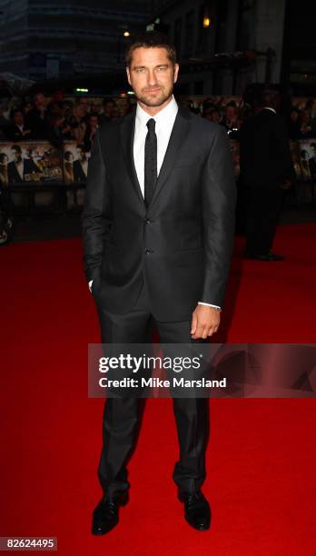 Gerard Butler attends the world premiere of RocknRolla at Odeon West End on September 1, 2008 in London, England.