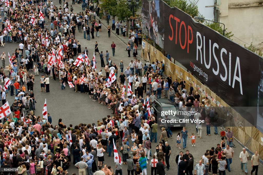 Georgians Hold A Peace Rally In Republic Square